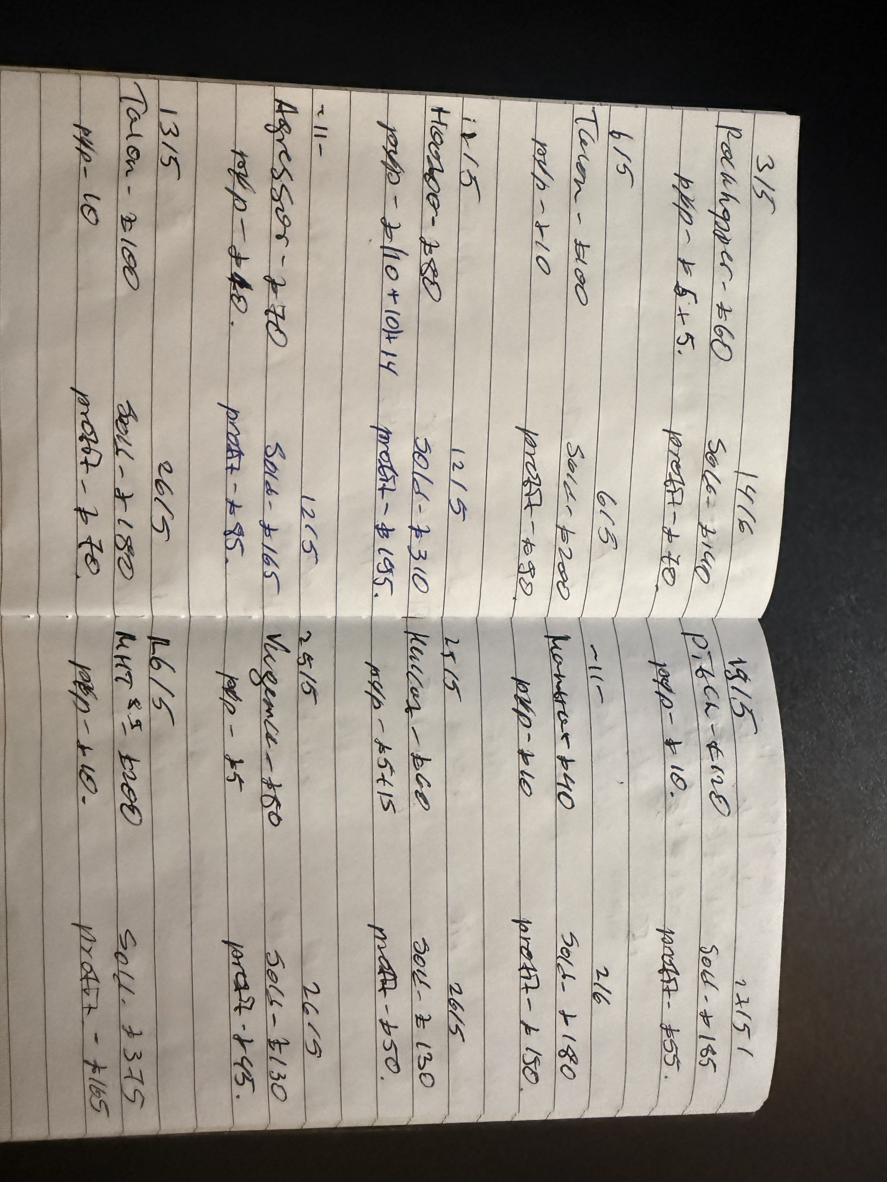 Sale Diary continued